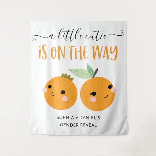 Little Cutie Citrus Gender onthullen banner Wandkleed (Voorkant)
