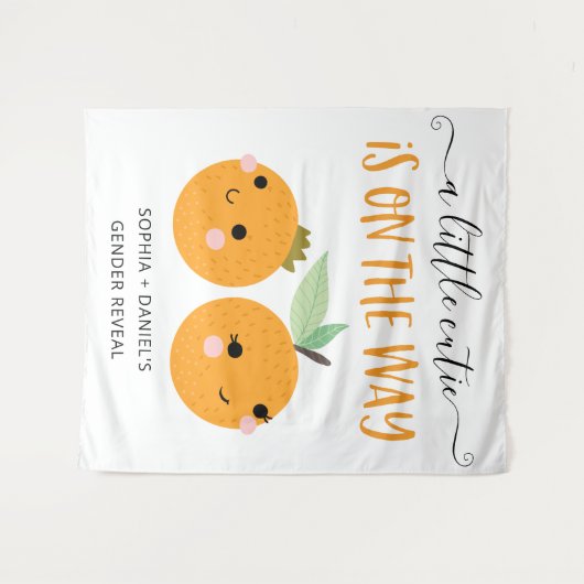 Little Cutie Citrus Geslacht Reveal Banner Wandkleed (Voorkant (horizontaal))