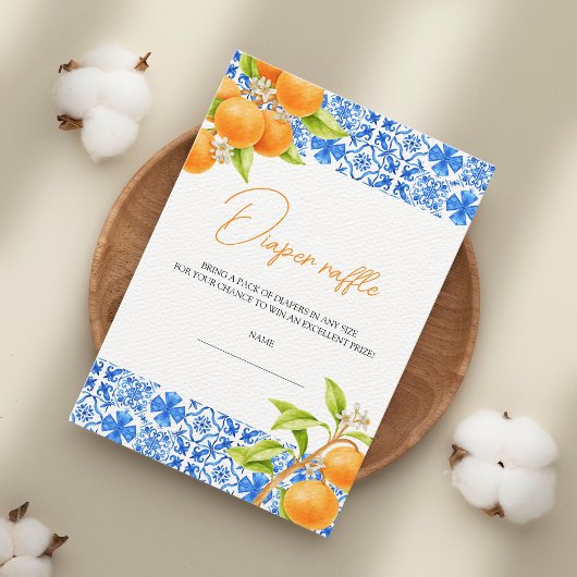 Little Cutie Citrus Luier Raffle Baby shower Informatiekaartje