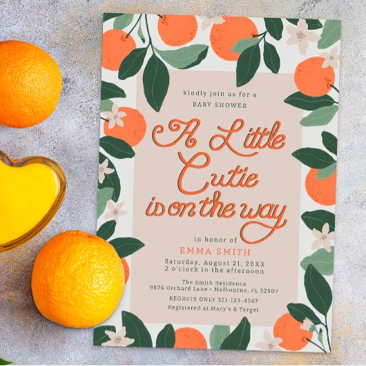 Little Cutie Clementine Baby shower Invitation