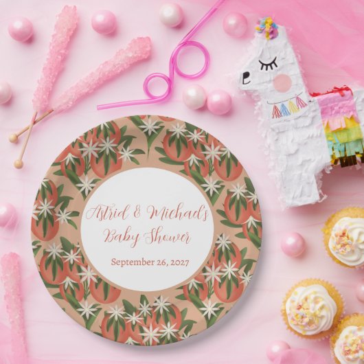 Little Cutie Clementine | Citrus Theme Baby shower Papieren Bordje (Feest)