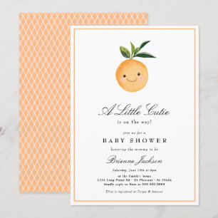 Little Cutie Clementine Oranje Modern Baby shower Kaart