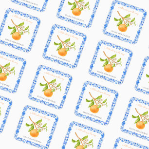 Little Cutie Clementines & Tegels Baby shower Vierkante Sticker