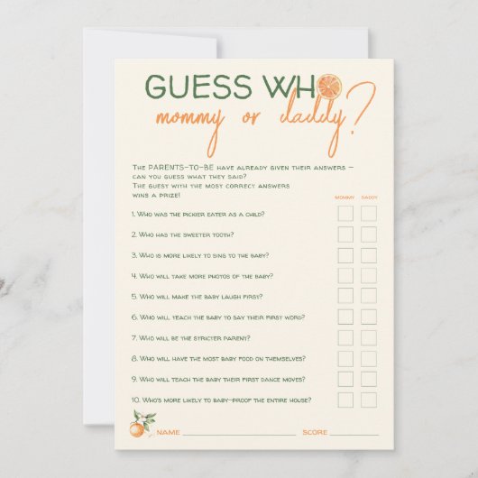 Little Cutie Devinez Qui Maman Ou Papa Jeu Carte (Devant)