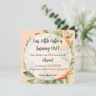 Little Cutie First Birthday Invitation  Kaart
