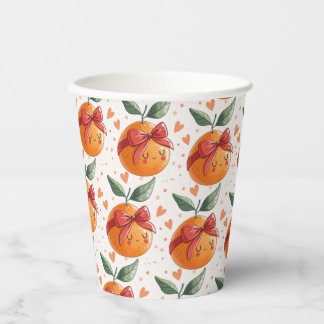 Little Cutie Grapefruit Citrus Sinaasappel Theme Papieren Bekers