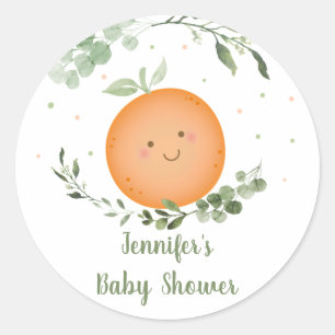 Little Cutie Greenery Baby shower Ronde Sticker