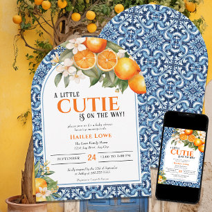 Little Cutie is op de weg bewerkbaar Baby shower Kaart