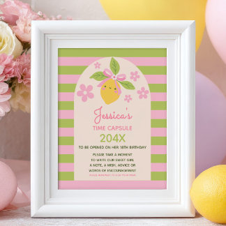 Little Cutie Lemon 1e Verjaardag Tijdscapsule Bord Poster