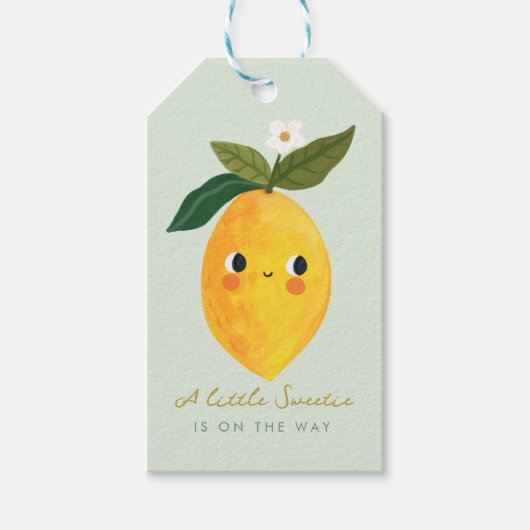 Little Cutie Lemon Baby shower Cadeaulabel (Voorkant)