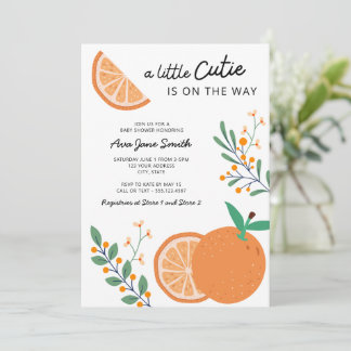 Little Cutie on Way Oranje Theme Baby shower Kaart