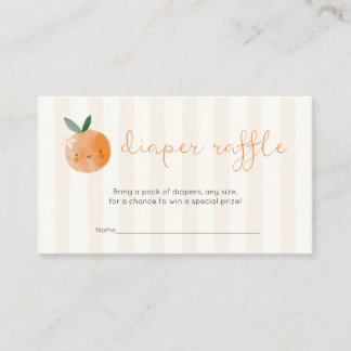 Little Cutie Orange Baby Shower Diaper Raffle Informatiekaartje