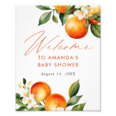 Little Cutie Orange Baby Shower Welcome Sign Foto Afdruk (Voorkant)