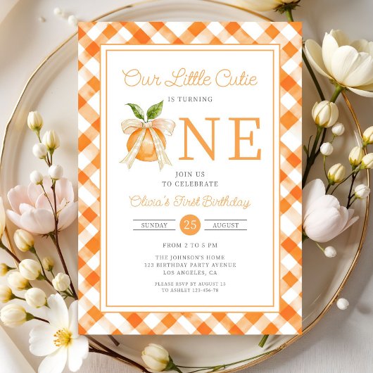 Little Cutie Orange Citrus 1st Birthday Kaart
