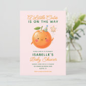 Little Cutie Orange Citrus Baby Shower Invitation Kaart (Staand voorkant)