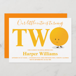 Little Cutie Orange Deux Invitation d'anniversaire