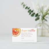 Little Cutie Orange Diaper Raffle Baby Shower Informatiekaartje (Staand voorkant)