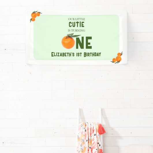 Little Cutie Oranje 1st Birthday Spandoek (Insitu)