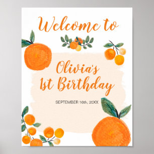 Little Cutie Oranje 1st Birthday Welkomstteken Poster