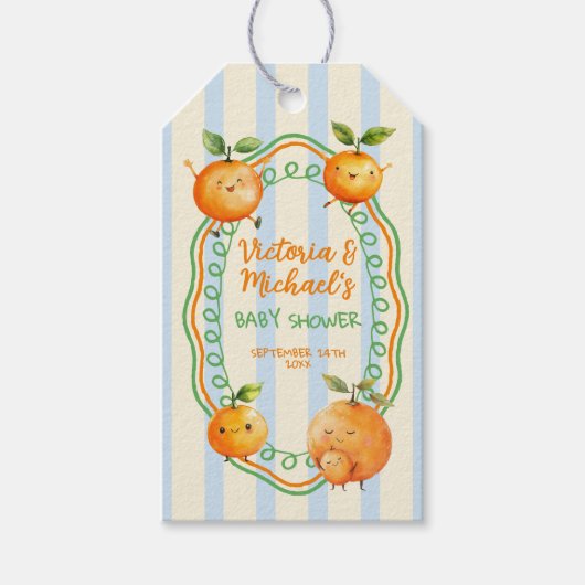 Little Cutie Oranje Baby shower Cadeaulabel (Voorkant)