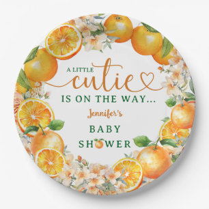 Little Cutie Oranje Baby shower Genderneutraal Papieren Bordje