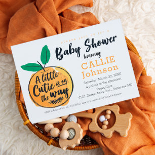 Little Cutie Oranje Baby shower Invitation Kaart