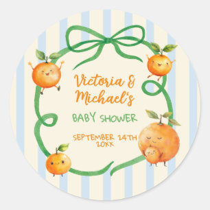 Little Cutie Oranje Baby shower Ronde Sticker
