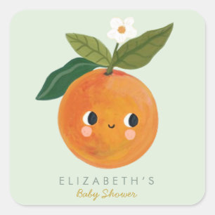Little Cutie Oranje Baby shower Vierkante Sticker