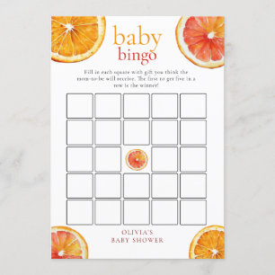 Little Cutie Oranje Bingo Baby Shower Spelkaart Kaart