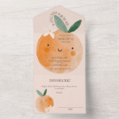 Little Cutie Oranje Citrus Botanische Baby shower All In One Uitnodiging (Binnen)