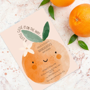Little Cutie Oranje Citrus Botanische Baby shower Kaart