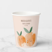 Little Cutie Oranje Citrus Botanische Baby shower Papieren Bekers (Achterkant)
