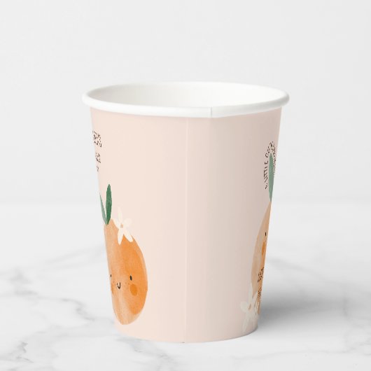 Little Cutie Oranje Citrus Botanische Baby shower Papieren Bekers (Rechts)