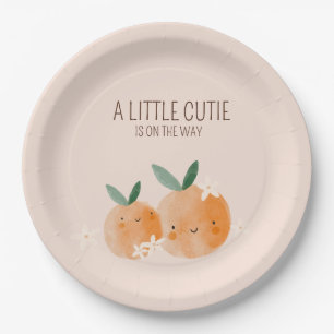 Little Cutie Oranje Citrus Botanische Baby shower Papieren Bordje