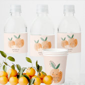 Little Cutie Oranje Citrus Botanische Baby shower Waterfles Etiket