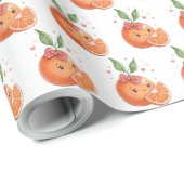 Little Cutie Oranje Citrus Motief Theme Cadeaupapier (Rol Hoek)
