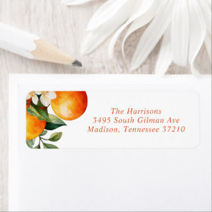 Little Cutie Oranje Clementine Baby shower Address Etiket