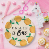 Little Cutie Oranje Custom First Birthday Papieren Bordje (Feest)