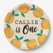 Little Cutie Oranje Custom First Birthday Papieren Bordje (Voorkant)