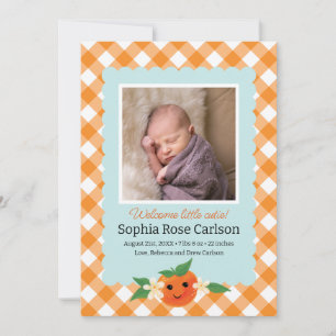 Little Cutie Oranje Geboorteaankondiging Aankondiging