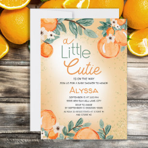 Little Cutie Oranje Green Boy Girl Baby shower Kaart