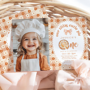 Little Cutie Pie 1st Birthday bloemenfoto Kaart