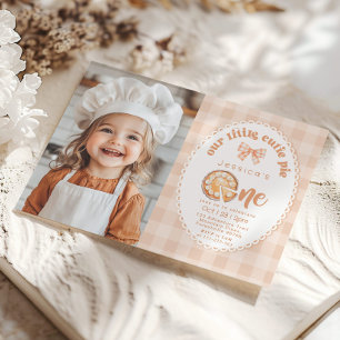 Little Cutie Pie 1st Birthday gingham foto Kaart