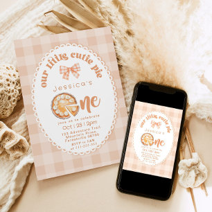 Little Cutie Pie 1st Birthday Gingham Kaart