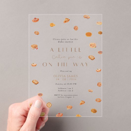 Little cutie pie acryl baby shower uitnodiging acryl uitnodigingen (Insitu (Draagbaar))