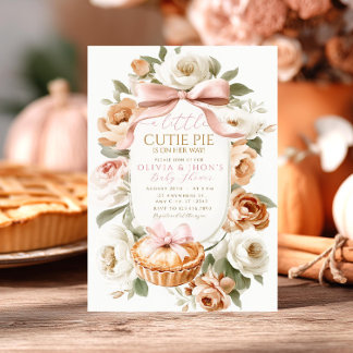 Little Cutie Pie Baby shower Invitation Floral Kaart
