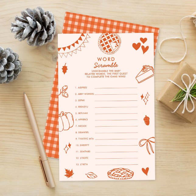 Little Cutie Pie Baby Shower Word Scramble Game (Creator heeft geüpload)