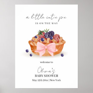 Little Cutie Pie Berry Bow Baby shower Welkom Poster