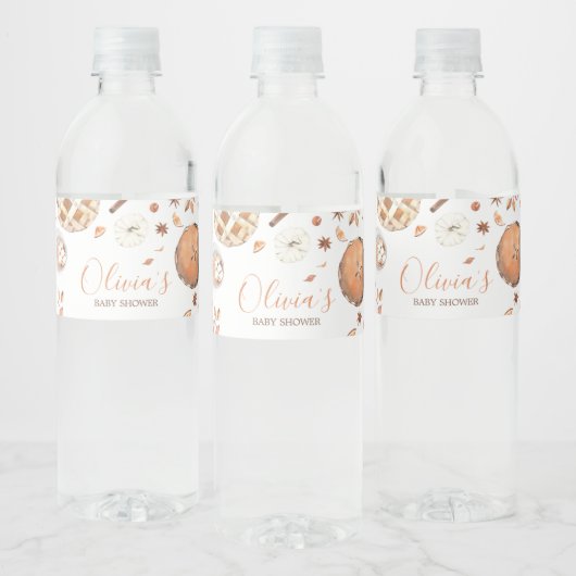 Little Cutie Pie Fall Pumpkin Baby Shower Waterfles Etiket (Flessen)