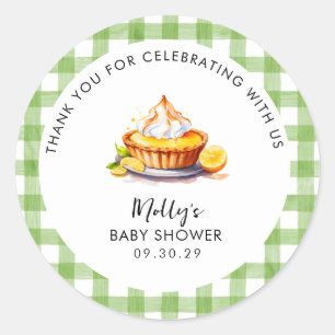 Little Cutie Pie Gingham Baby shower Bedankt Ronde Sticker